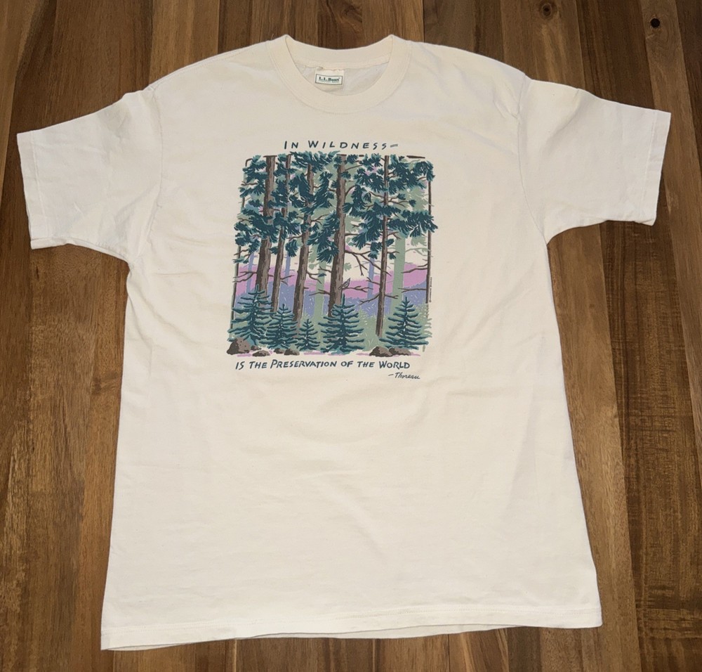 VINTAGE 1980s 1990s L.L. BEAN LL BEAN THOREAU GRAPHICS TEE T SHIRT SZ MENS L