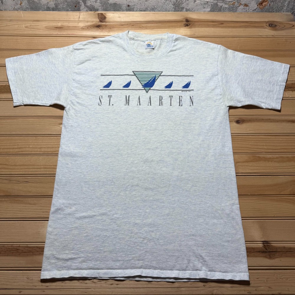 Vintage 90s St Maarten Beach Surf Sailing Graphic Souvenir T-Shirt - Size XL