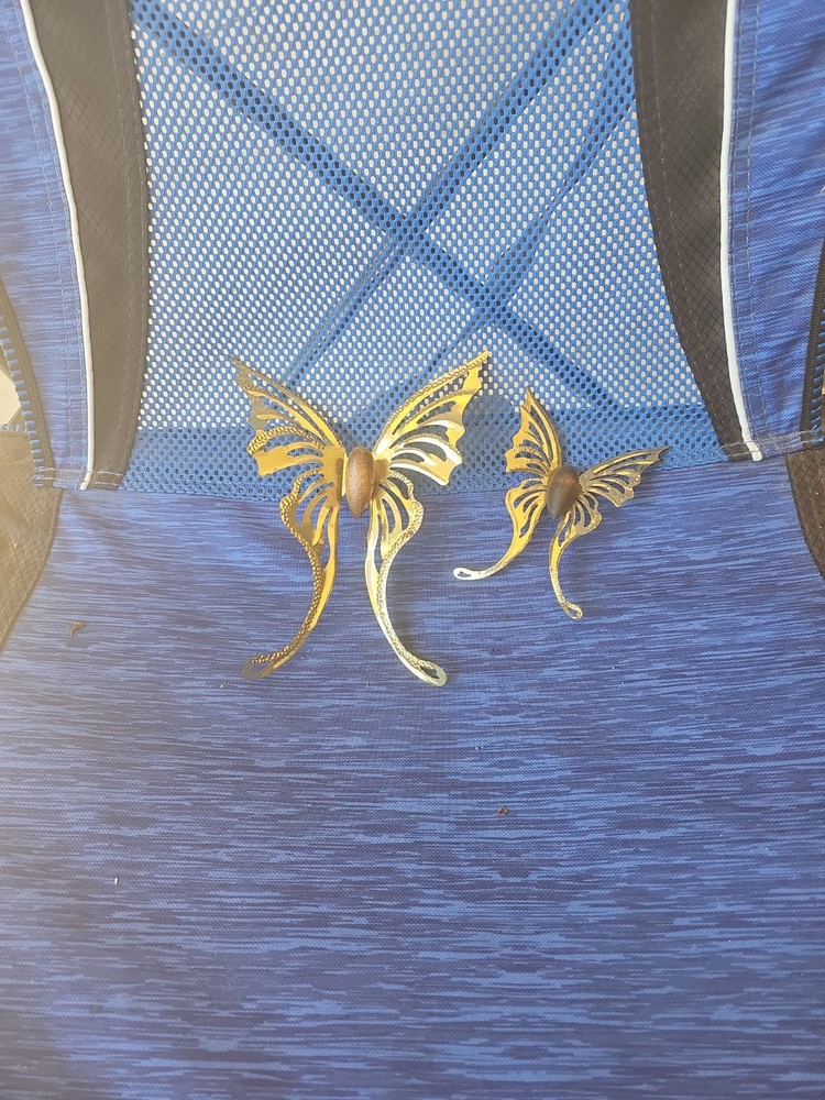 2 Vintage Brass And Wood  Butterflies Wall Decor MCM Boho Cottage Decor
