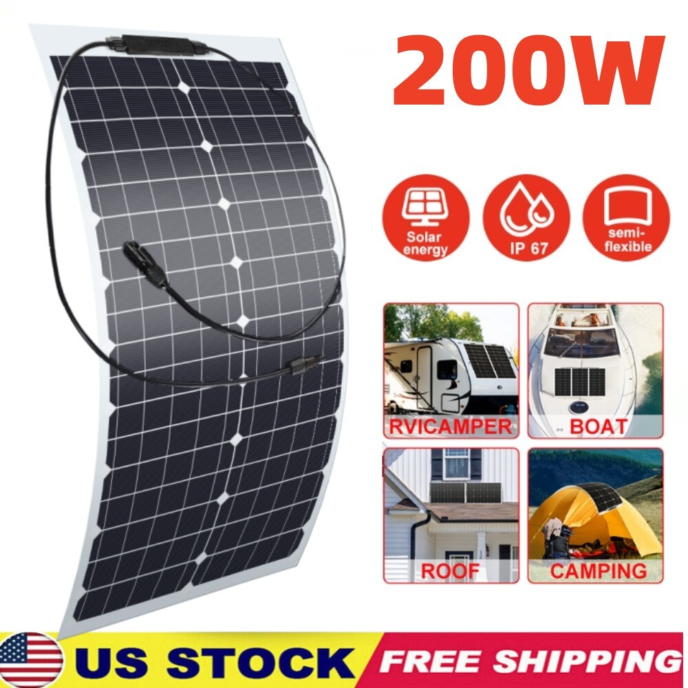 200W Flexible Solar Panel 18V Mono for Camping RV Home Battery Charging US
