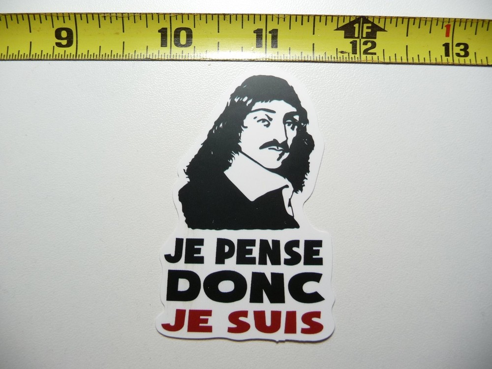 Rene Descartes I Think Therefore I Am Funny Parody Decal Sticker
