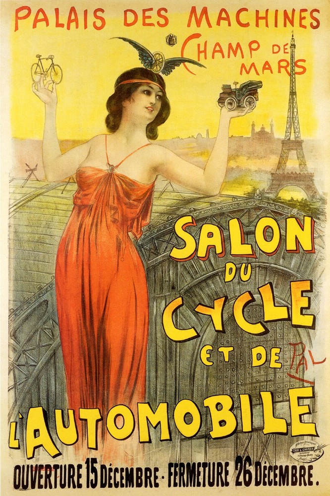 Salon Automobile Cycle Eiffel Tower Paris France Vintage Poster Repro FREE S/H