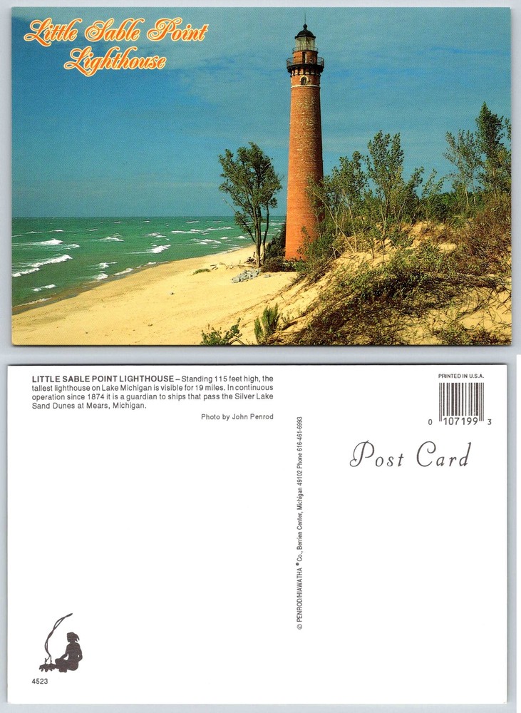 Mears Michigan LITTLE SABLE POINT LIGHTHOUSE Postcard V73