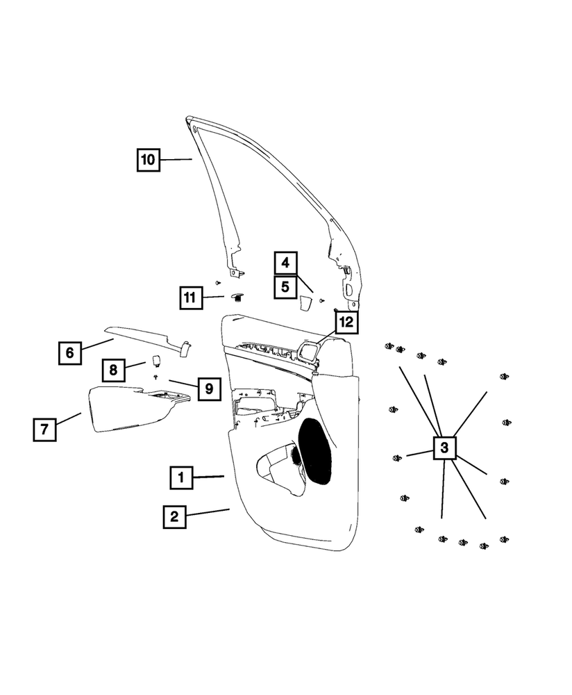 Genuine Mopar Front Door Trim Panel Right 1UF881X9AB