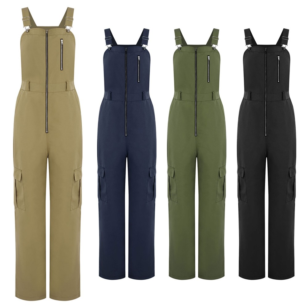 Womens Jumpsuit Daily Overalls Holiday Romper Cargo Versatile Bib Wide Leg Work