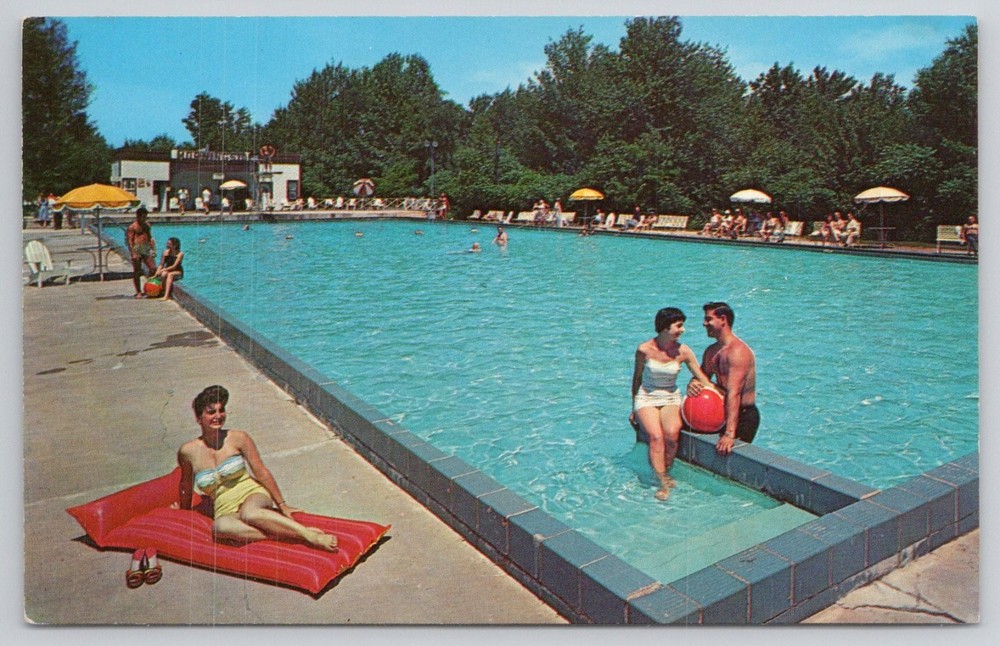 Vintage Postcard The New Morningside Resort Pool Hurleyville NY Catskills