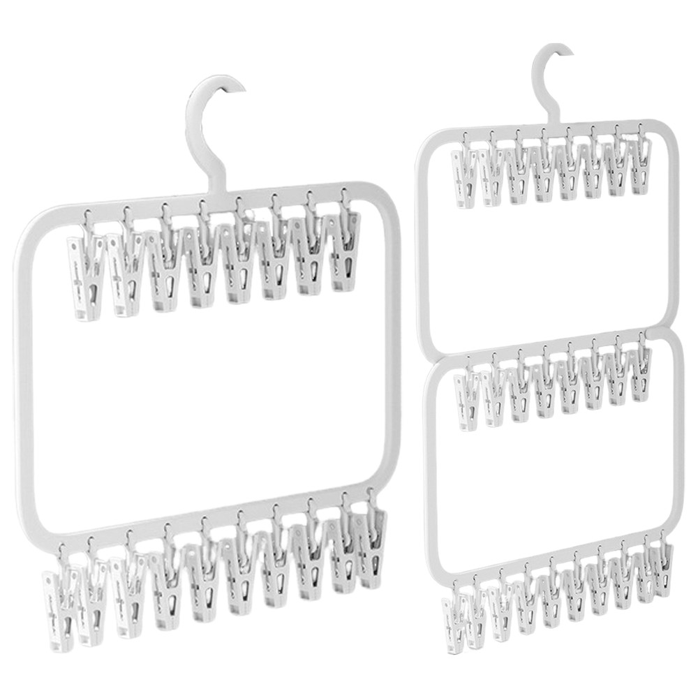 18/26PC Clips Folding Clothes Dryer Hanger Windproof Socks Underwear Drying Rack
