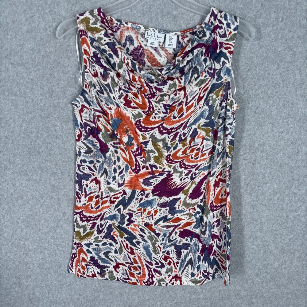 Nicole Miller Purple Linen Cowl Tank Top for Work or Church