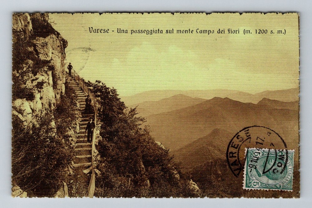 Italy- Varese A Walkway Up The Mountainside Old Post Card View Vintage Postcard