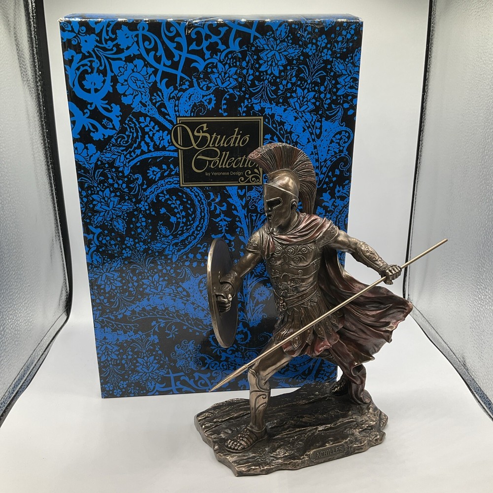 NEW Veronese Design Bronze Achilles Spear & Shield Statue WU76231A4 Greek Hero-image