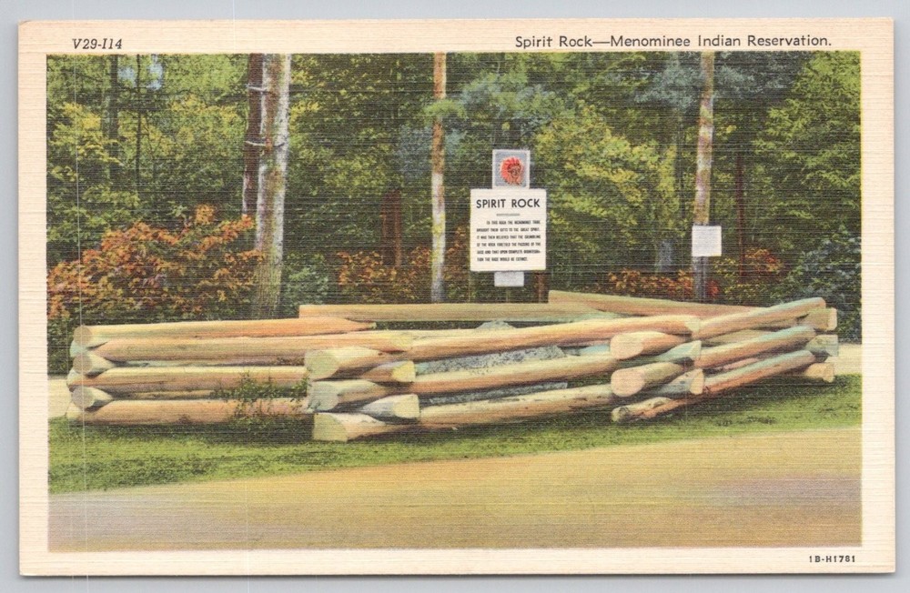 Spirit Rock Menominee Indian Reservation Shawano WI C.T. Art-Colortone Postcard