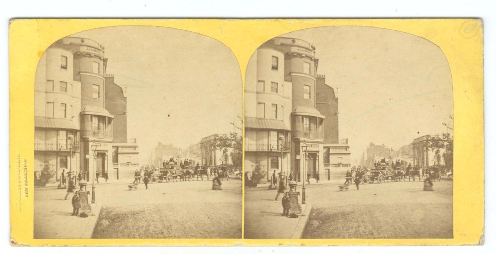 G5150~ ENGLAND – London – Oxford St Stereoview - Lawrence & Houseworth Stamp