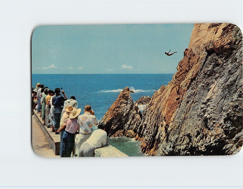 Postcard Cliff Diving Scene La Quebrada in Acapulco Mexico