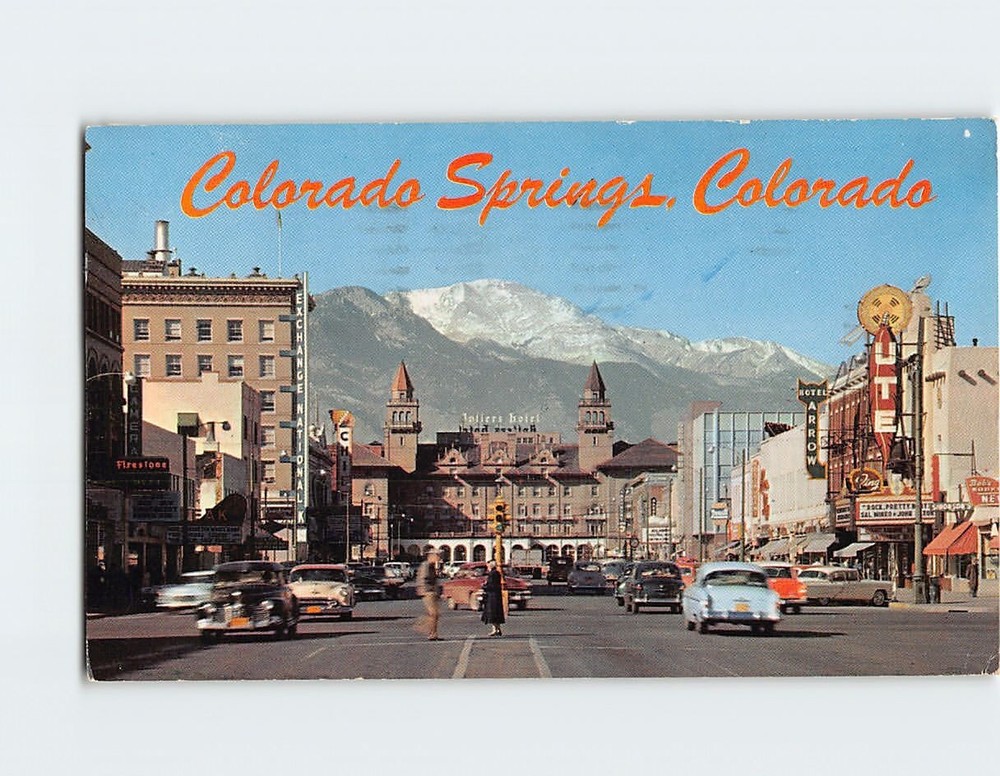 Postcard Pikes Peak Avenue Colorado Springs Colorado