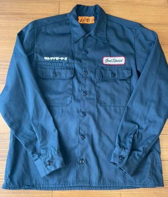 SAMURAI JEANS Motor Club Work Shirt in Gray Size M Japanese Menswear