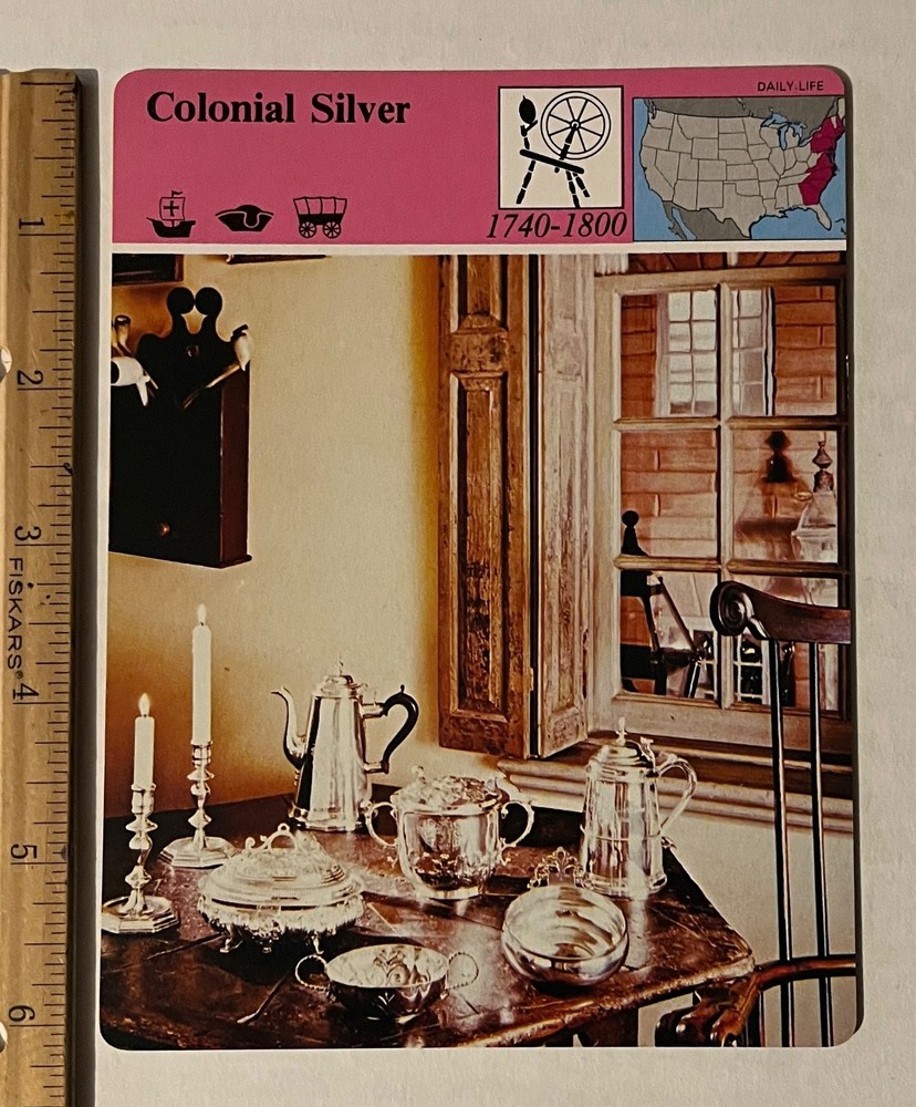 1979 Panarizon Colonial Silver Fine Art Of Silversmithing Large Card Vintage