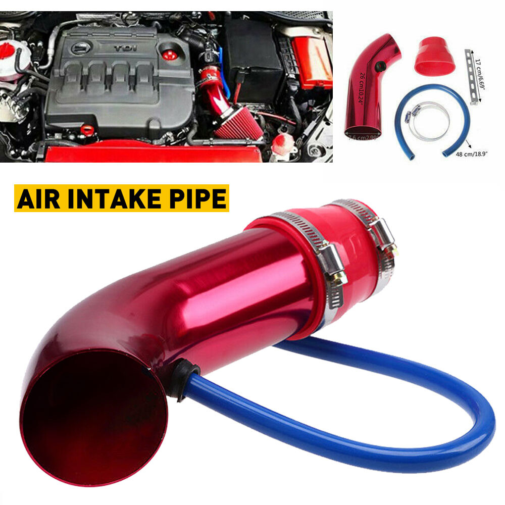 Universal Car Cold Air Intake Kit Induction Pipe Hose System Red Sturdy 3