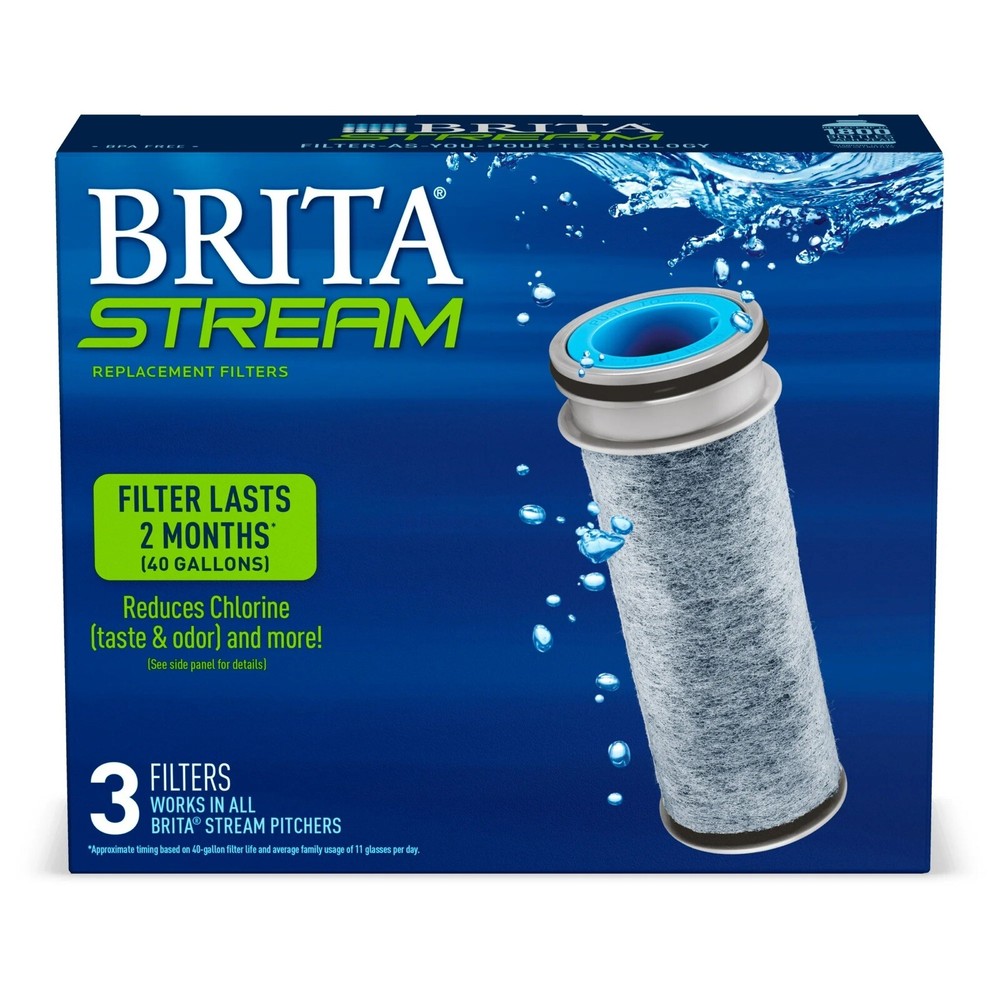 Brita Stream Pitcher Replacment Water Filter 3-PACK