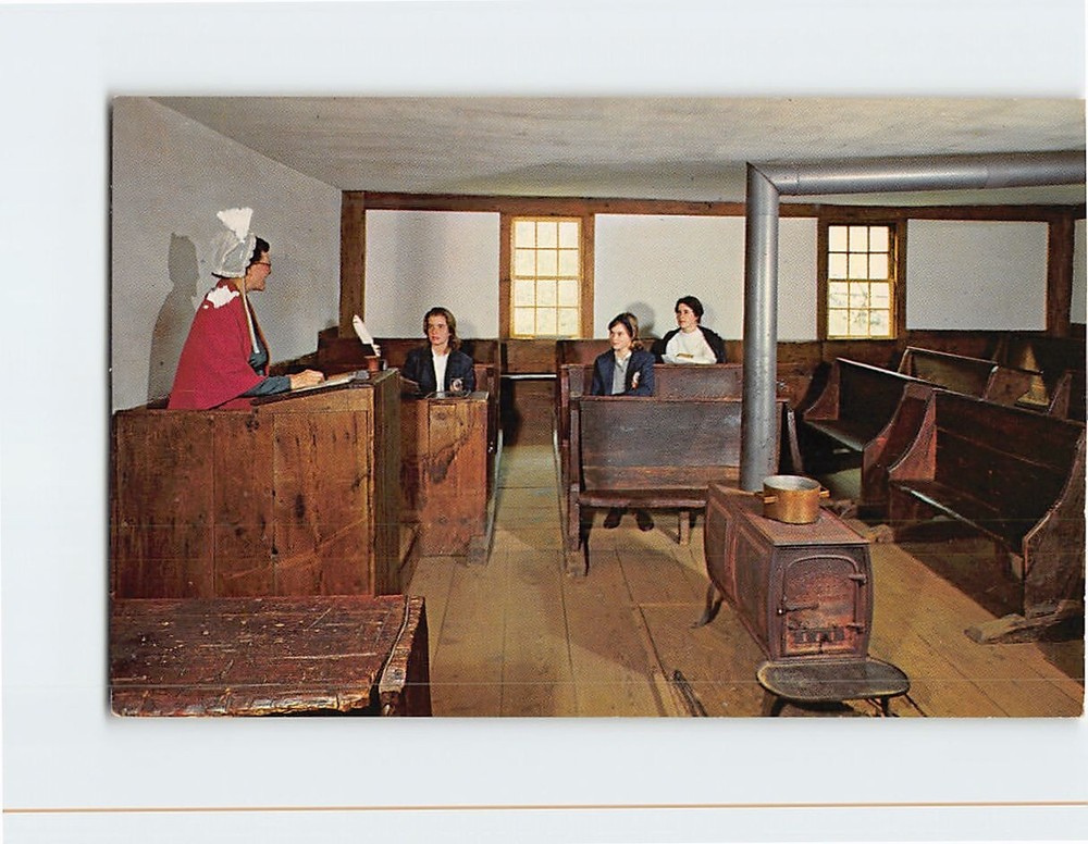 Postcard A corner of the Candia Schoolhouse Old Sturbridge Village MA USA