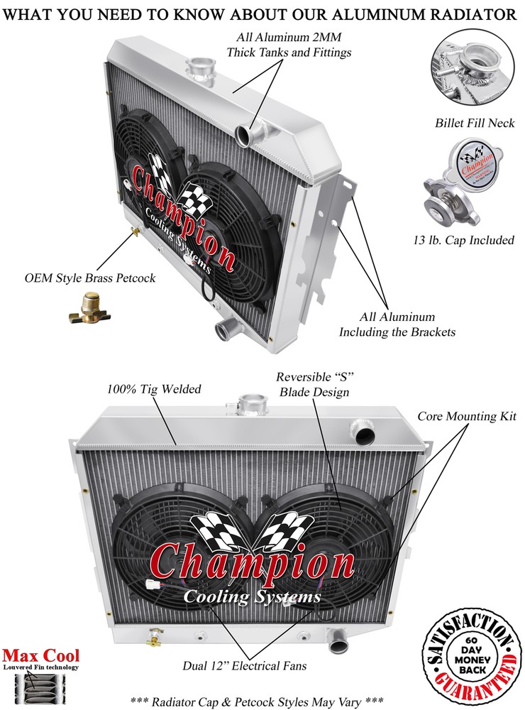 Ace Champion 4 Row Radiator,2 12