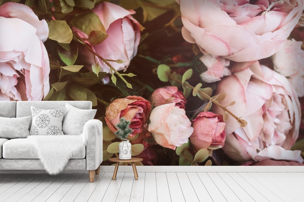 3D Pink Flowers Plants Close-up Wall Murals Wallpaper Murals Wall Sticker 2