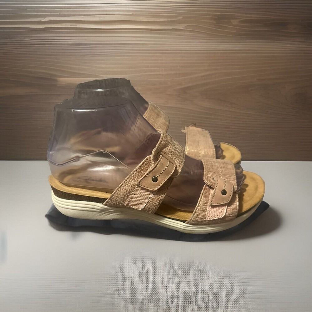 Clark Women Pink Strappy Slide Sandals Size 7.5