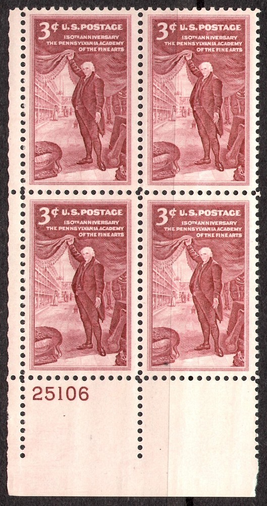 US Scott 1064 Pennsylvania Academy of Fine Arts Plate Block MNH Stamp-image