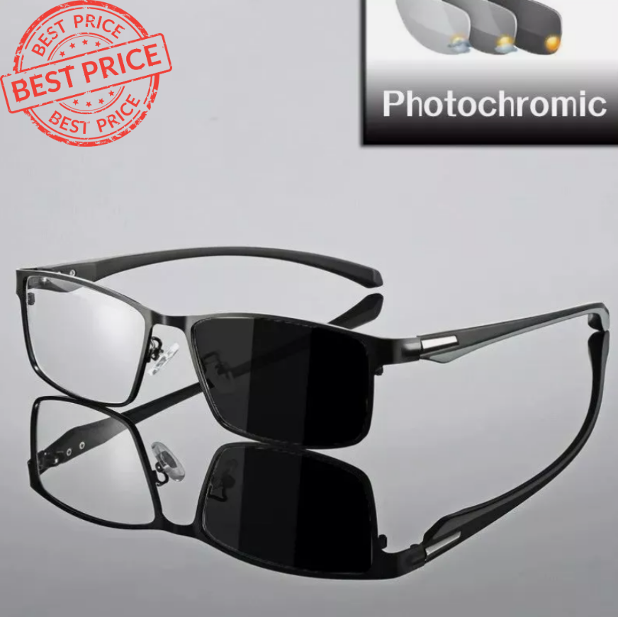 Transition Half Frame Photochromic Prescription Reading Eyeglasses Diopter 0-4.0