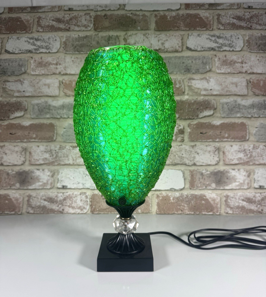 Vintage MCM Lucite Spaghetti Table Lamp Light Blue & Green 14