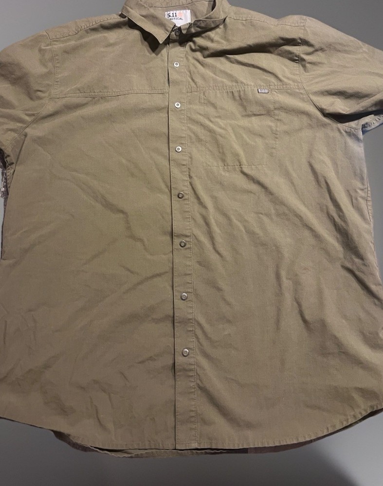5.11 Tactical Shirt Mens XL Olive Green Button Up Long Sleeve Workwear