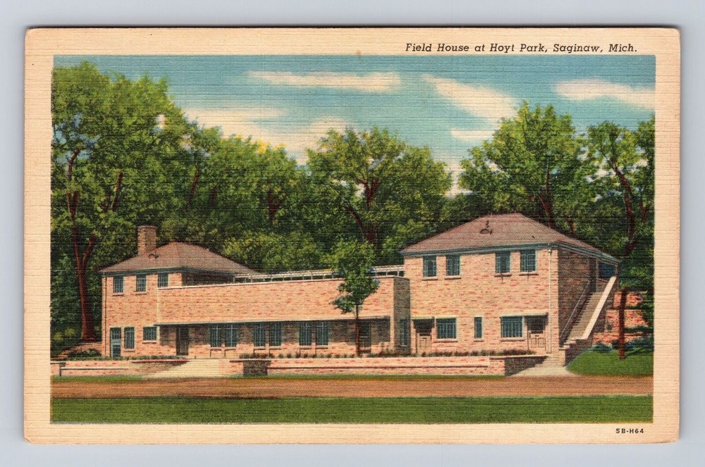 Saginaw MI-Michigan, Field House At Hoyt Park, Vintage Postcard