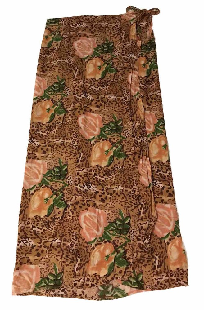 Floral Maxi Wrap Skirt Sz XL 16 Tulip Hem Summer Straight Sarong Style Tropical