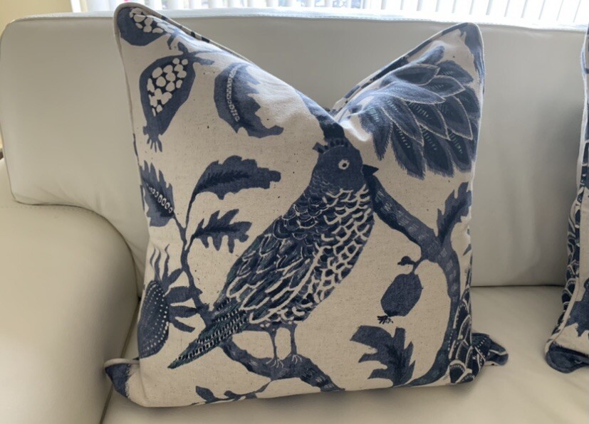 Custom Blue Nightingale Linen Double-Sided Pillow Cover by Richloom 21x21-2 Av