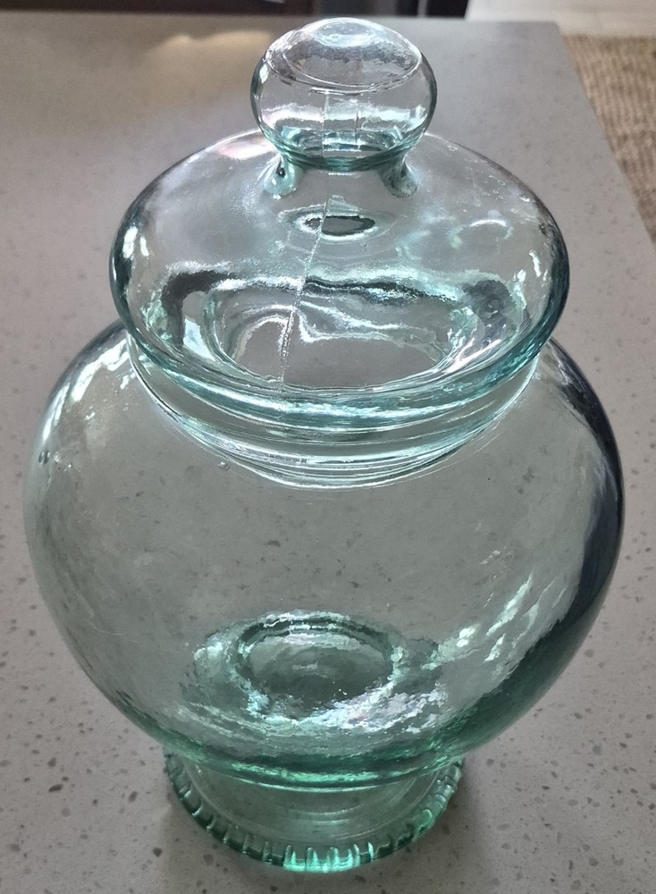 Vintage Green Glass Apothecary Jar