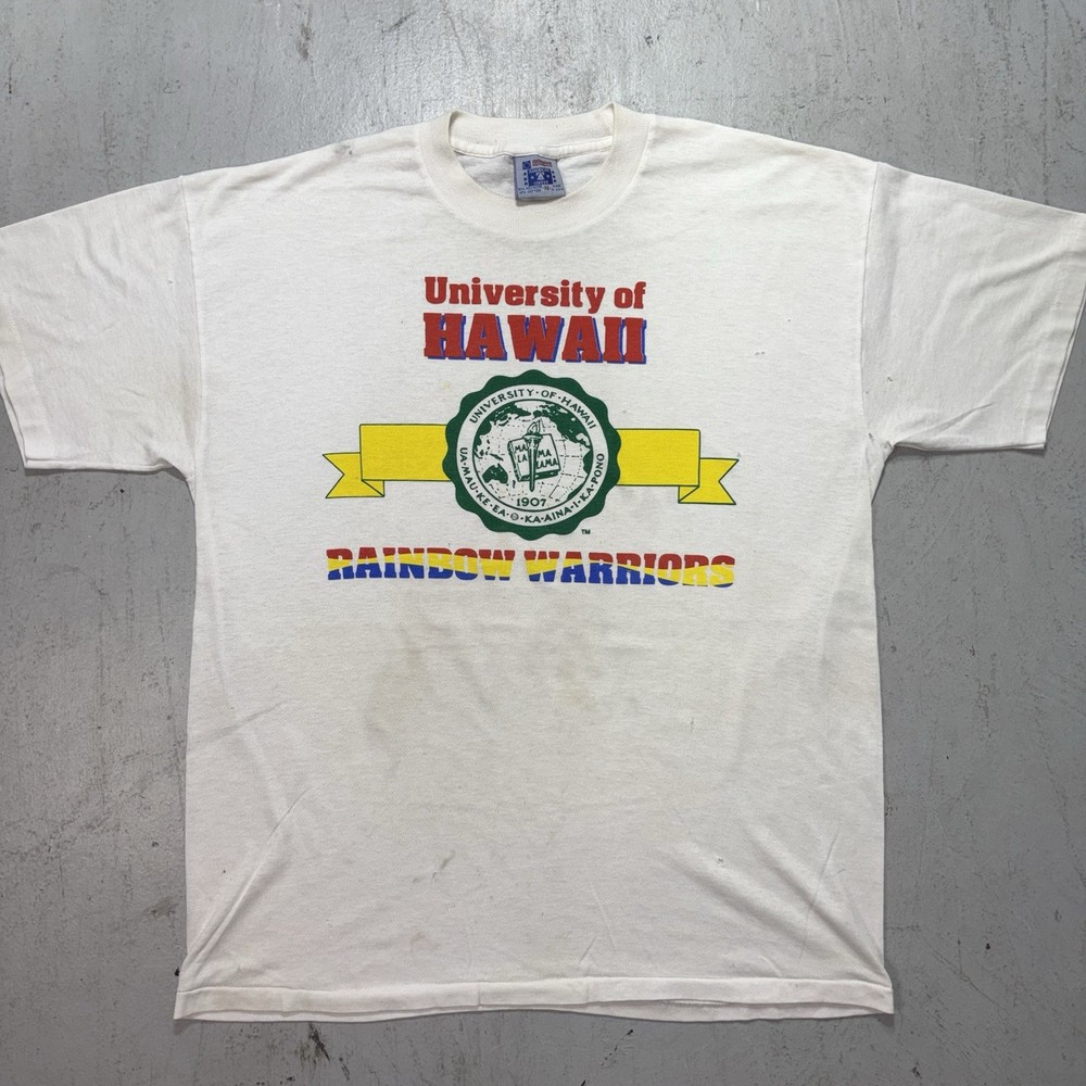 Vintage Mens University Of Hawaii Rainbow Warriors College Collegiate T Shirt XL