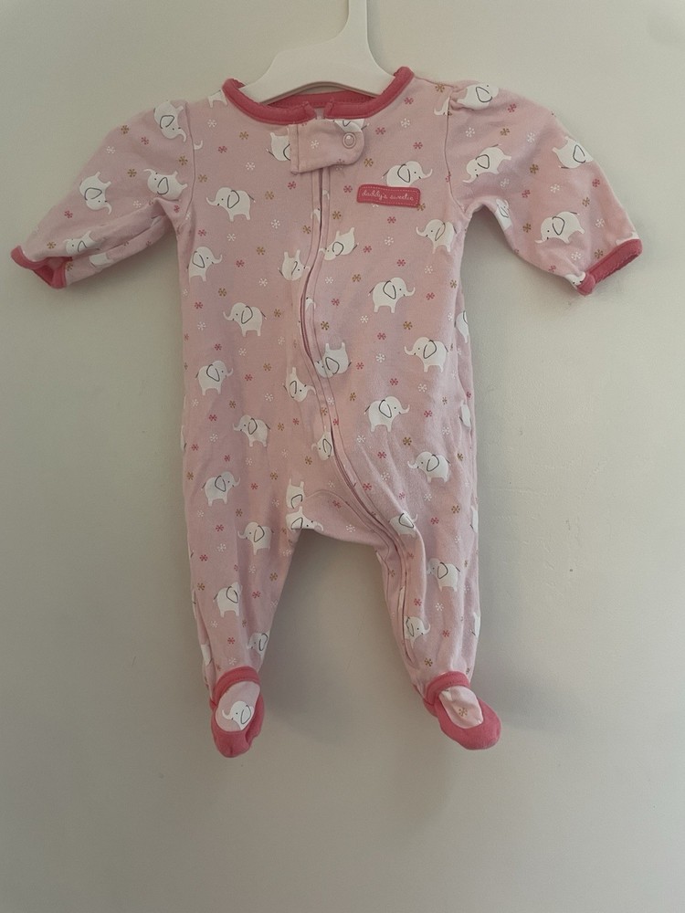 Carter's Baby Girls Cute Elephant 100% Cotton Long Sleeve Sleep & Play Pink 3M