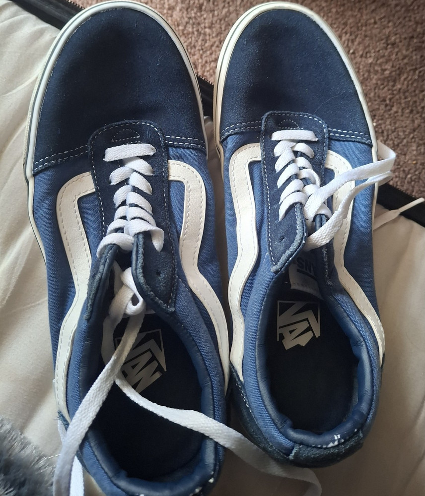 VANS Old Skool Navy White Canvas Men's Sneakers US Size 7 Retro Comfort