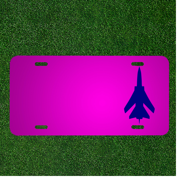 Create Your Custom Car License Plate featuring Personalized Names on a Jet Fighter Aircraft Design