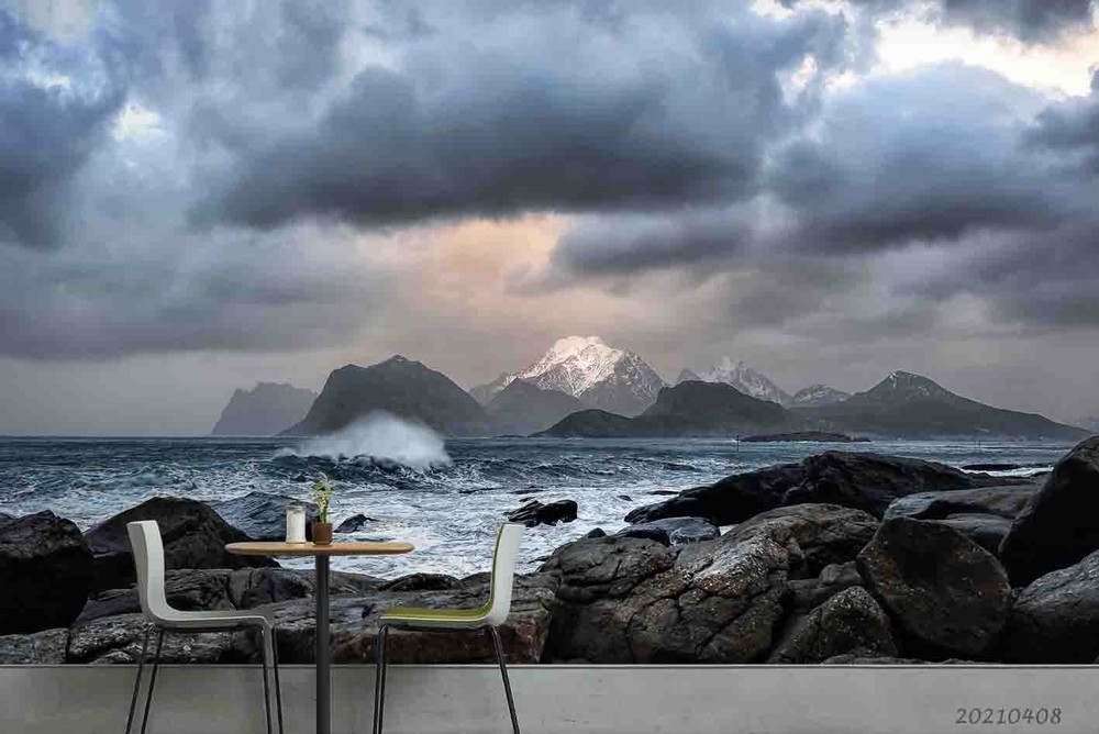 3D Sky Mountain Sea Landscape Wall Murals Wallpaper Murals Wall Sticker
