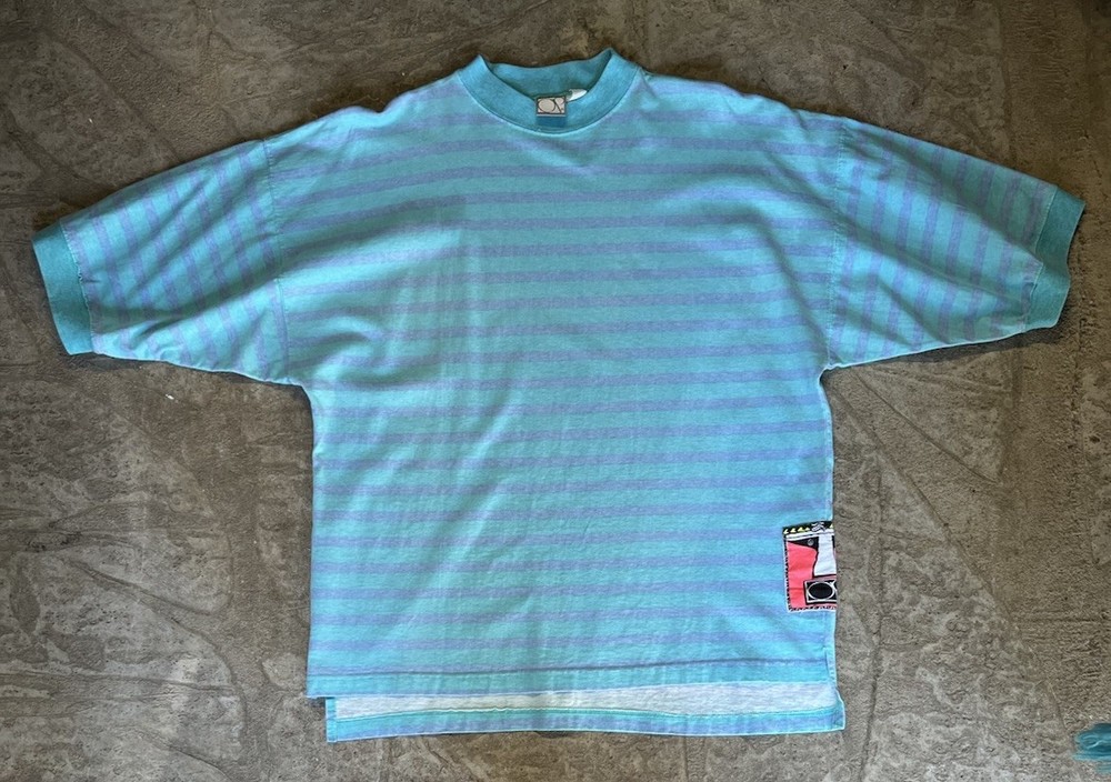 Vintage 90s Ocean Pacific OP T Shirt Mens Size XL Skate Surf Blue Striped Hawaii