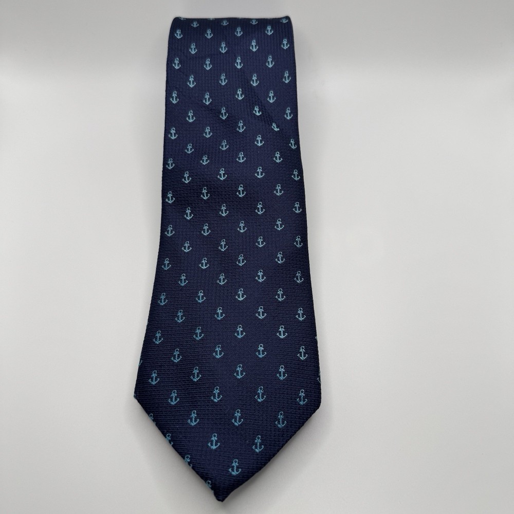 Tommy Hilfiger Blue / Teal Anchor Nautical Print  Silk Classic Tie 3.25”x60”  ⚓️