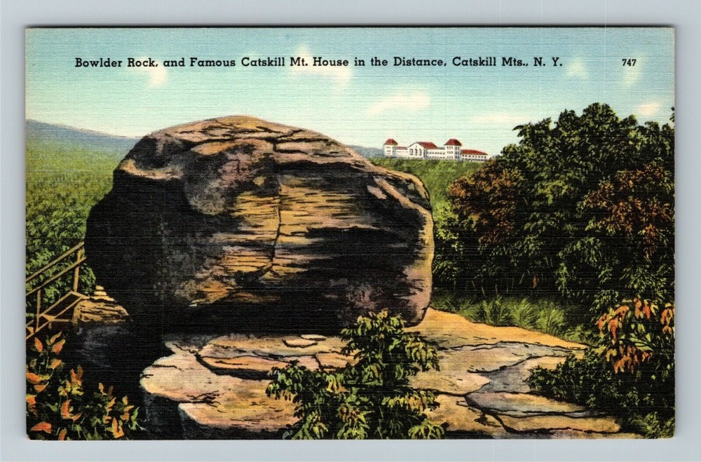 Catskill Mountains NY-New York, Bowlder Rock Catskill Mt Vintage Postcard