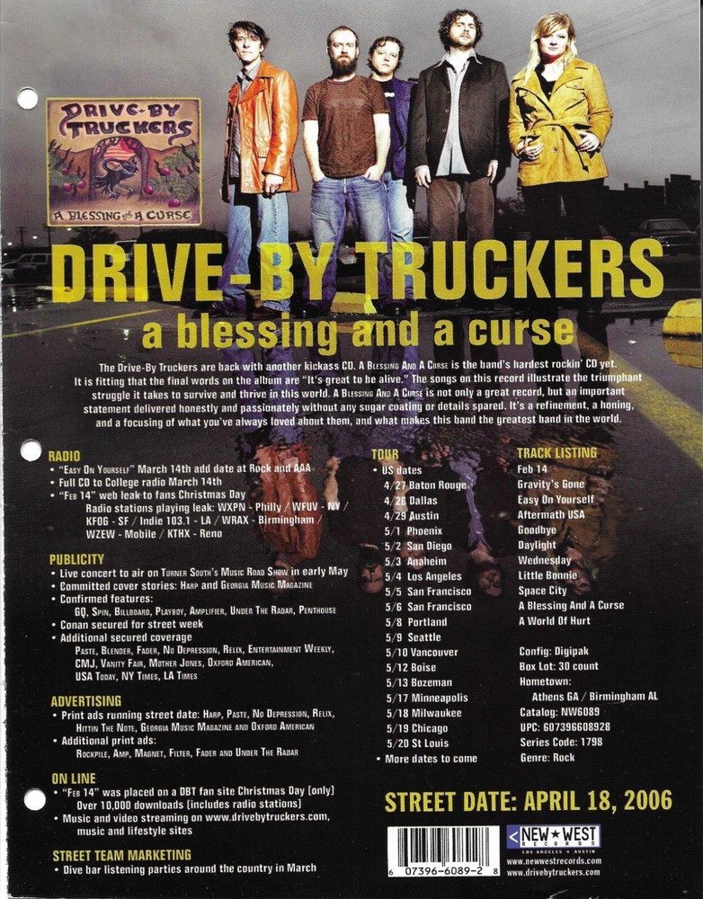 DRIVE BY TRUCKERS & AIDEN Double Sided PROMO TRADE AD Poster for 2006 8.5x11
