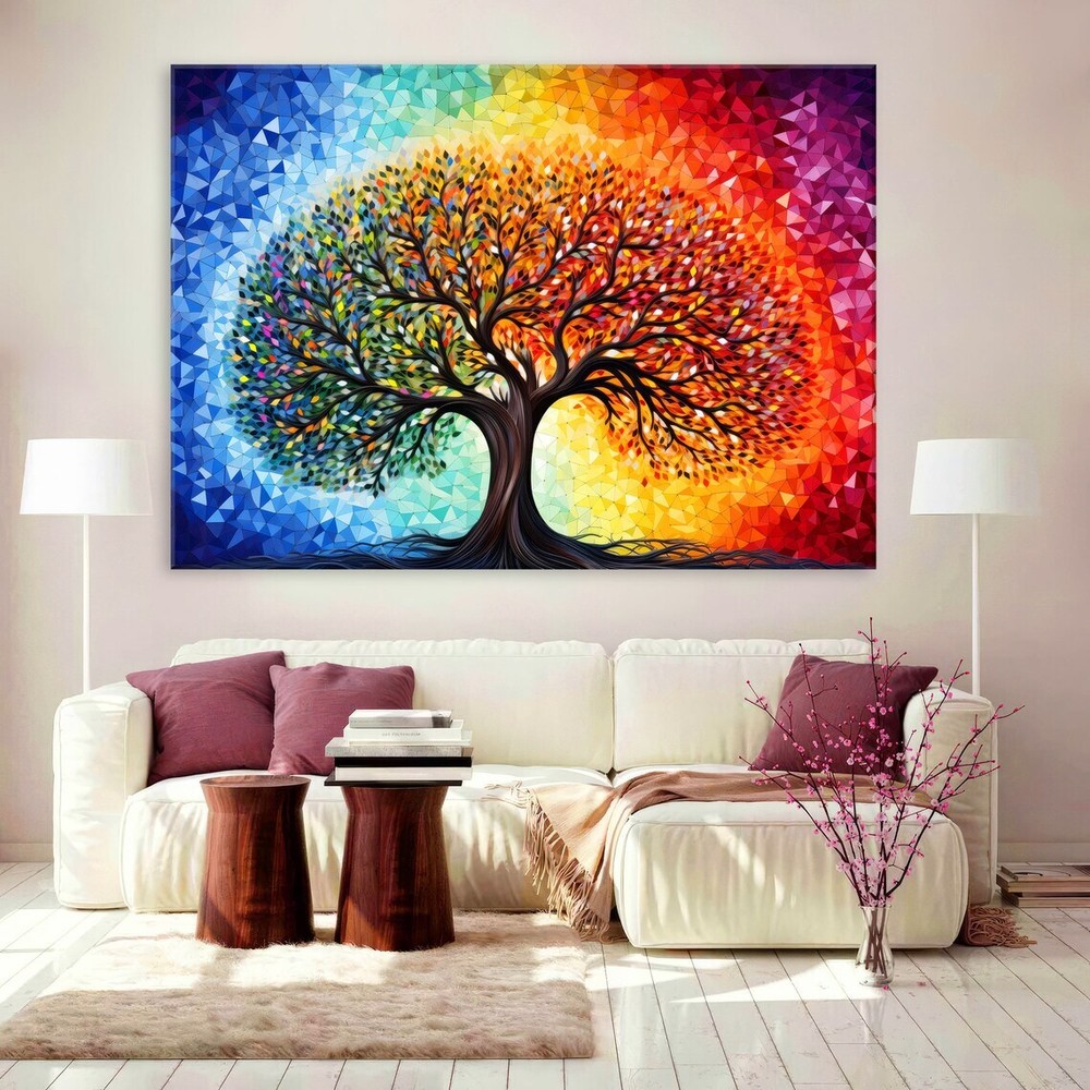 Abstract Tree Modern Multicolor Paint Unframed Canvas Print Australian Wall Art