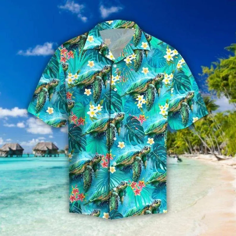 Ocean Turtle Hawaii Shirt Tropical Hawaiian Beach Aloha Summer Vacation Gift