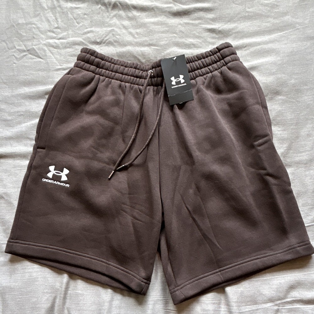 Under Armour UA Icon Fleece Men's Brown Athletic Shorts M Drawstring Pockets
