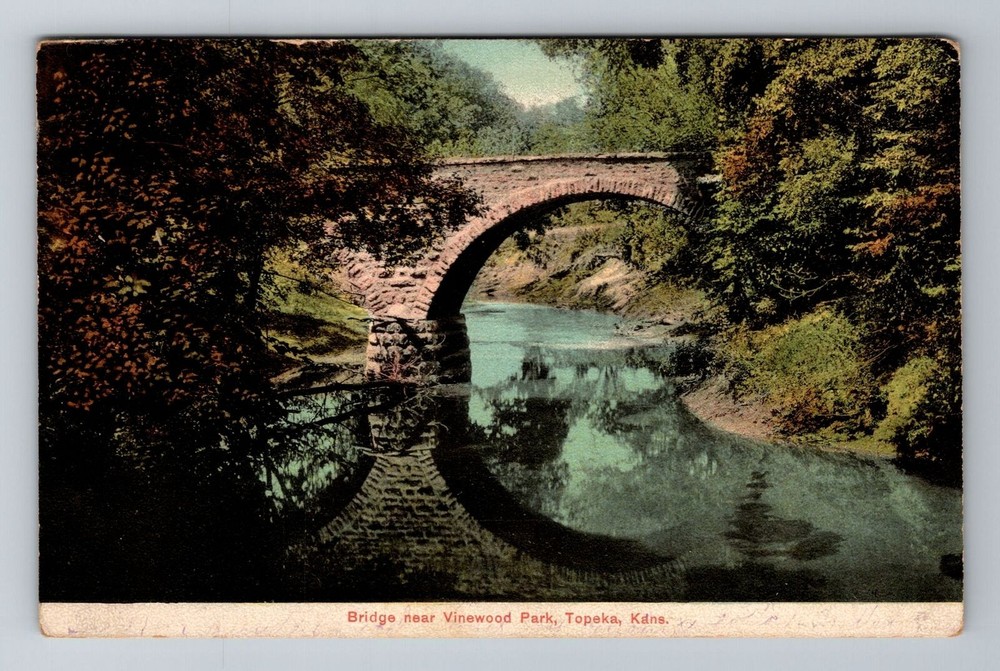 Topeka KS-Kansas, Bridge Near Vinewood Park, Antique, Vintage c1907 Postcard