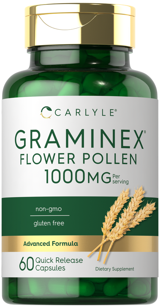 Graminex Flower Pollen Extract | 1000 mg | 60 Capsules | Non-GMO | by Carlyle