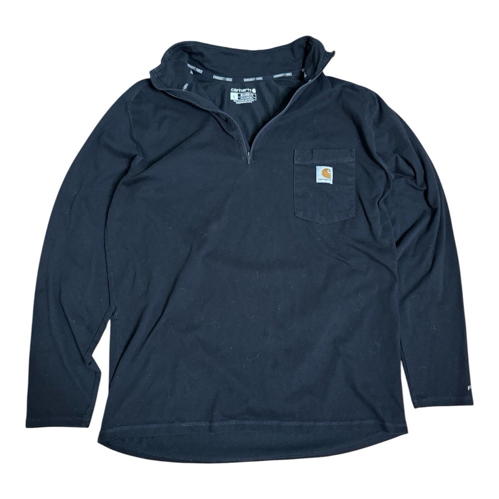 Carhartt Force Black Long Sleeve Quarter Zip Relaxed Fit Shirt Size L