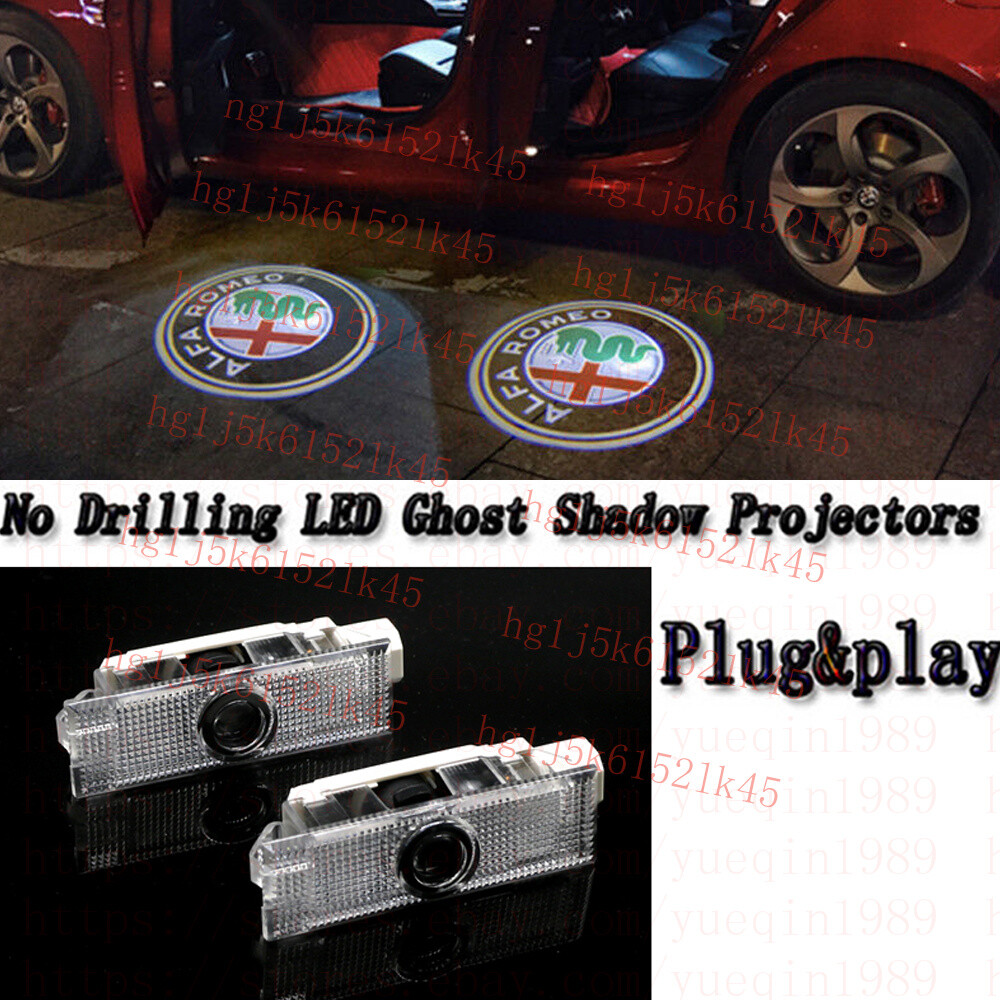 2pcs LED Door Ghost Shadow Projector Lights For Alfa Romeo Giulietta 2011-2018